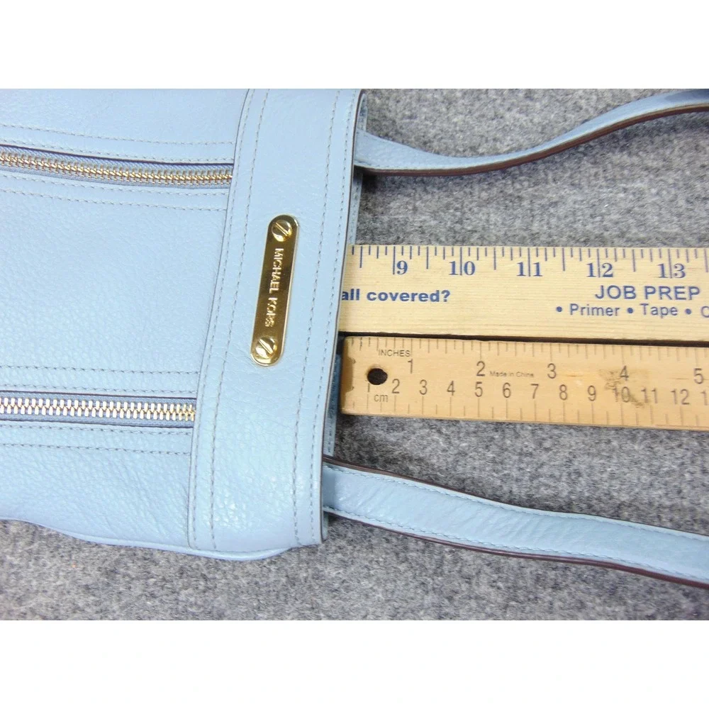 Michael Kors Bedford Crossbody Bag Blue Leather Gold Tone Zipper Detail‎ Small